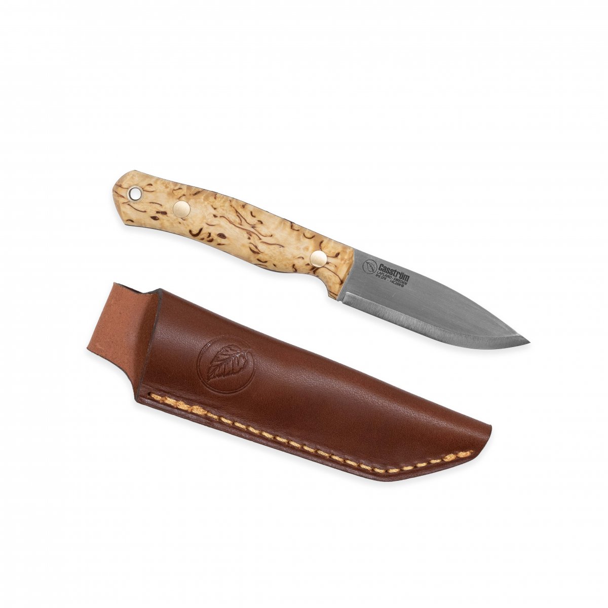 Casström No.8 SFK kniv i masurbjörk, slida i läder