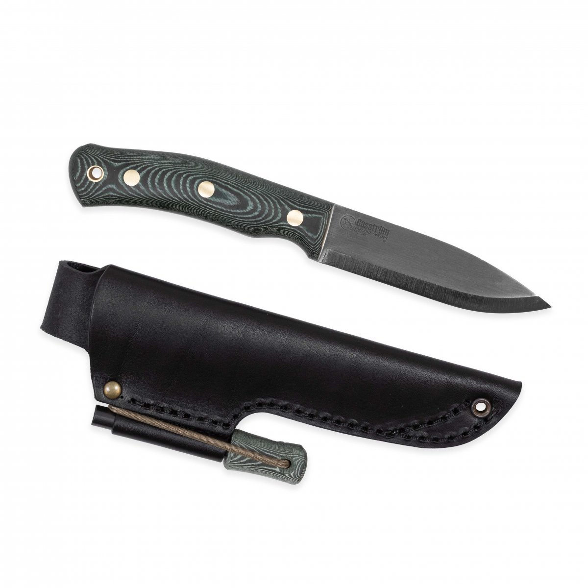 Casström No.10 SFK kniv i grön micarta & rostfritt, slida i läder inkl tändstål