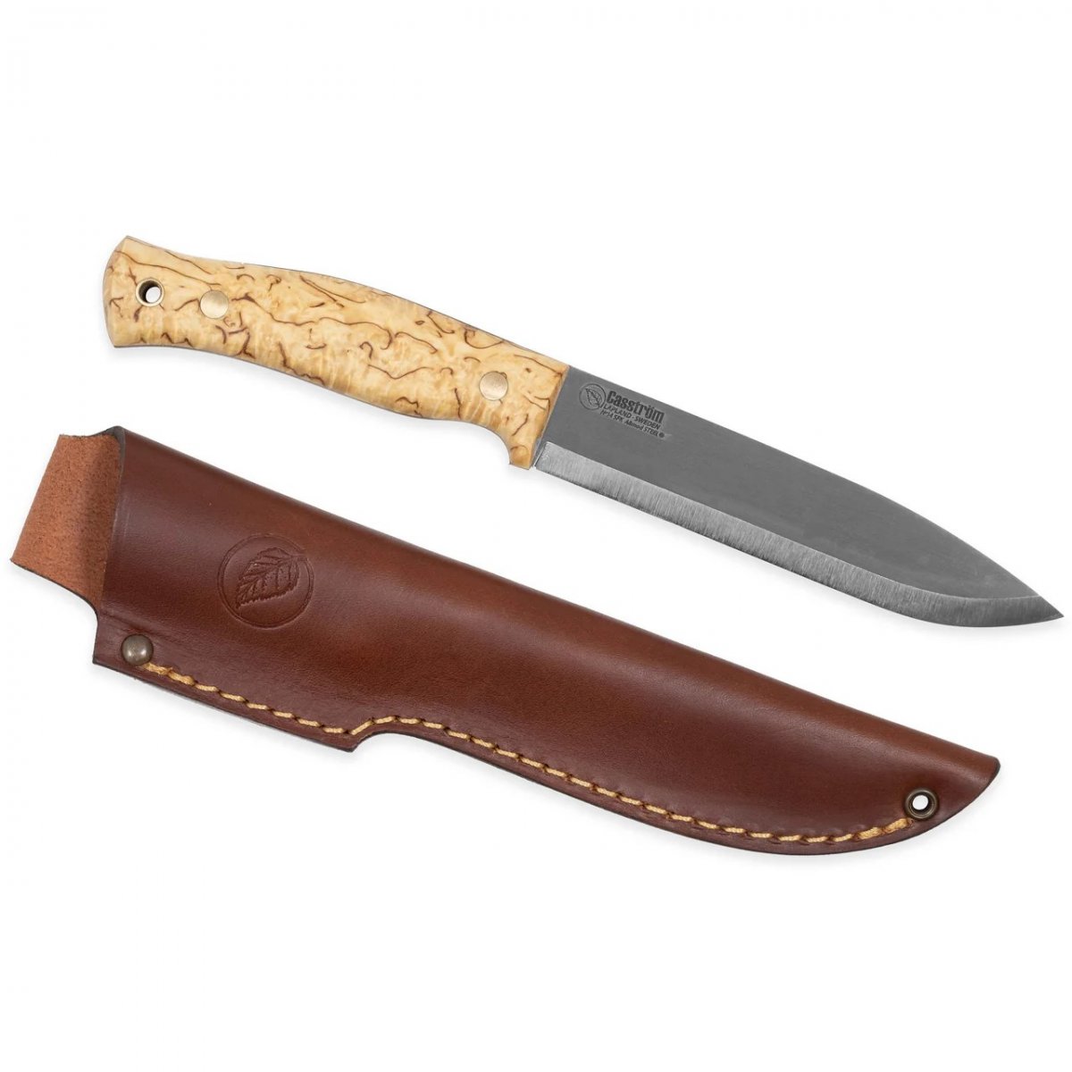 Casström No.14 SFK kniv i masurbjörk, slida i läder