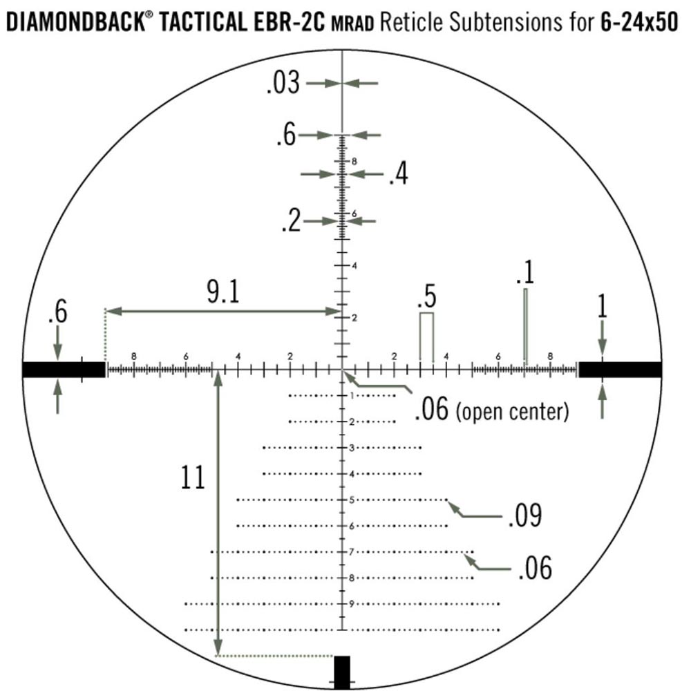 Vortex Diamondback Tactical 6-24x50 FFP, EBR-2C, Mrad