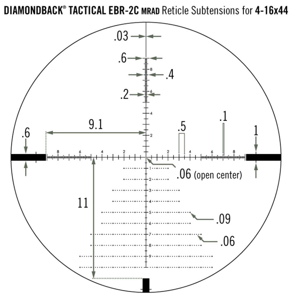 Vortex Diamondback Tactical 4-16x44 FFP, EBR-2C, Mrad