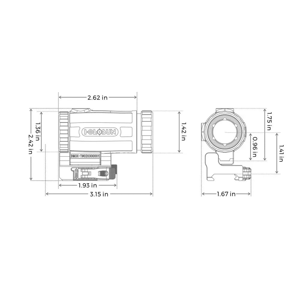 HOLOSUN HM3XT, 3X MICRO MANGIFIER/TITANIUM (bild 6)