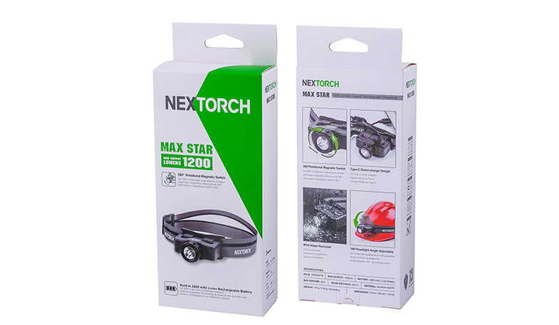 Nextorch Maxstar pannlampa 1200 lm inbyggt uppladdningsbart batteri (bild 6)