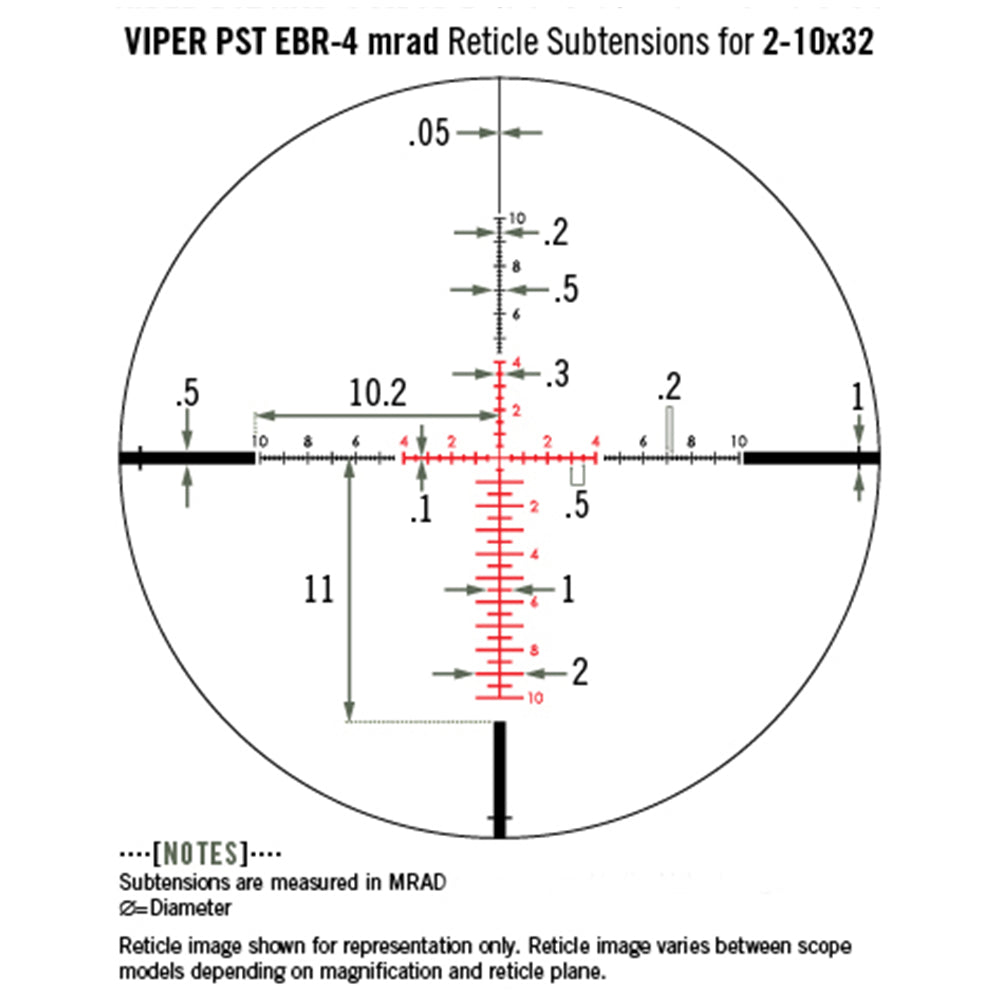 Vortex Viper PST Gen 2 2-10x32 FFP, riktm. EBR-4 MRAD